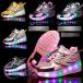 LED shines 2 wheel type roller skate child adult Kids roller shoes man and woman use 