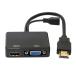 Cablecc HDMI to VGA &amp; HDMI���X�X�v���b�^�[ �I�[�f�B�I�r�f�I�P�[�u�������A�_�v�^�t�� HDTV PC���j�^�[�p