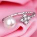 指輪 パール リング 真珠 計0.08カラット クローバー レディース プラチナ仕上げ シルバー 女性 プレゼント ジュエリー 母の日 プレゼント