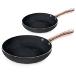 TOWER Linear Frying Pan Set with Easy Clean Non-Stick Ceramic Coating, Aluminium, Black and Rose Gold, 2 Piece