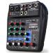 Ultra Low-Noise 4 Channels Audio Mixer - Sound Mixing Console Line Mixer with Sound Card and Built-in 48V Phantom Power for Home Music Production, Web