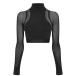 pa-m Angel s(PALM ANGELS) lady's bare top * tube top * cropped pants tops Seamless Mockneck Top (Black)