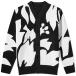  Sakai (Sacai) men's cardigan tops Floral Embroidered Patch Cardigan (Black/Off White)