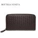  Bottega Veneta длинный кошелек BOTTEGA VENETA раунд застежка-молния кошелек сетка натуральная кожа темно-коричневый 