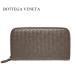  Bottega Veneta длинный кошелек BOTTEGA VENETA раунд застежка-молния кошелек сетка натуральная кожа серый бежевый 