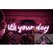  neon автограф it's your day розовый день рождения орнамент led табличка american смешанные товары модный интерьер магазинный иллюминация illumination выполненный под заказ возможность 