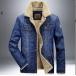  с хлопком Denim жакет мужской Denim жакет обратная сторона ворсистый обратная сторона боа с хлопком блузон милитари жакет внешний casual защищающий от холода теплоизоляция 