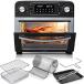 Deco Chef 24 QT Black Stainless Steel Countertop 1700 Watt Toaster Oven with Built-in Air Fryer and Included Rotisserie Assembly, Grill Rack¹͢