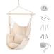 SereneLifeHome Hammock Chair Hanging Rope Swing Chair, Macrame Hanging Chair, 350 Lbs Capacity Durable, Cotton Woven Swing Chair, for Indoor¹͢