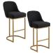 Leick Home 214510 Barrelback Bar Stool with Metal Base, Set of 2, for Elevated Kitchen Counters, High Top Tables, and Bars, Modern Black Lin parallel imported goods 
