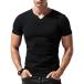  мужской тонкий Fit длинный рукав короткий рукав Henry футболка casual V шея нижняя рубашка хлопок T2307 черный XL