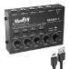 Moukey Mini Audio Mixer Line Mixer, DC 5V, 4-Stereo Ultra, Low-Noise 4-Channel for Sub-Mixing, Ideal for Small Clubs or Bars, As Guitars, Bass, Keyboa