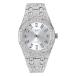 Techno Pave Ladies 40mm Iced Out Diamond Watch with Baguette Dial - Luxury Timepiece - Silver Finish - Adjustable Metal Band - Quartz Movement