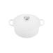 Le Creuset 5 1/2 Qt. Signature Round French Oven w/Additional Engraved Personalized Stainless Steel Knob - White