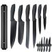 Kitchen Knife Set with Magnetic Strip for Kitchen Black Titanium Small Cooking Knives, Sharp Stainless Steel Chef Knife Set for Cutting Meat  Vegeta