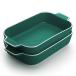 YFWOOD тарелка для запеканок 2 шт. комплект 22×12×4.9cm 650ML×2 жаростойкий тарелка тарелка для запеканок довольно большой квадратное большая тарелка хлеб тарелка зеленый микроволновая печь 