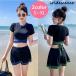  купальный костюм женский короткий рукав верх и низ в комплекте юбка body type покрытие спортивный симпатичный большой размер пляж одежда плавание одежда Valentine экспонирование запись . ученик неполной средней школы ученик старшей школы 