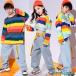  Kids танцевальный костюм hip-hop длинный рукав в клетку радуга цвет tops Denim брюки брюки ребенок девочка мужчина Cheer stage костюм тренировка надеты спортивная форма 