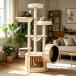  кошка tower из дерева высота 175.5cm бег колесо установка U знак type Fit bed космический корабль натуральный лен трос коготь .. paul (pole) подушка имеется .. дом игрушка 2 шт 