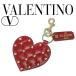 [ очень красивый товар почти не использовался ] Valentino Valentino Heart type очарование брелок для ключа кольцо для ключей заклепки кожа красный Gold женский 