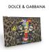 [ очень красивый товар почти не использовался ] Dolce & Gabbana Dolce&Gabbana ручная сумочка сцепление сумка сумка нашивка кожа Leopard черный Brown 