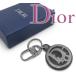 * не использовался очень красивый товар * Christian Dior Dior Logo брелок для ключа кольцо для ключей очарование 2 полосный metal кожа черный чёрный мужской женский 