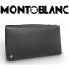 [ очень красивый товар почти не использовался ] Montblanc MONTBLANC раунд застежка-молния длинный кошелек W Zip бур nai The - ручная сумочка кожа черный чёрный мужской 