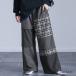  брюки женский низ широкий брюки длинный длина распорка брюки в клетку Glenn проверка талия резина осень-зима [ почтовая доставка не возможно ][20]