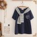  marine manner T-shirt forest girl series blouse T-shirt short sleeves border collar sailor cut and sewn two point free shipping great popularity ... embroidery . pretty simple 