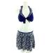  женский купальный костюм 3 позиций комплект оборка цветочный принт L королевский синий 