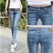 обтягивающий брюки женский Denim стрейч джинсы ji- хлеб повреждение обработка прекрасный ножек Rollei z джегинсы Denim обтягивающий надеты .. casual длинный длина 