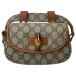 GUCCI Gucci bamboo 1947 Mini ремень сумка сумка-пояс Италия GG парусина кожа серый Brown женский [ б/у ]