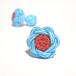  цветок узел резина запонки (FLOWER CUFFKNOTS жевательная резинка запонки ) aqua blue × красный 