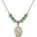 Bonyak Jewelry 18 Inch Hamilton Gold Plated Necklace w/ 6mm Green August Bi