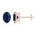 Claw-Set Solitaire Oval Sapphire Stud Earrings in 14K Rose Gold (7x5mm Blue