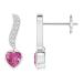 Heart-Framed Pink Sapphire and Diamond Swirl Drop Earrings in Silver (4mm P