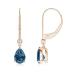 Pear-Shaped London Blue Topaz Leverback Drop Earrings in 14K Rose Gold (7x5
