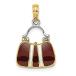 14K Yellow Gold & Rhodium-plated 3-D Maroon and White Enameled Opens Purse