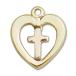 Bonyak Jewelry 14k Yellow Gold Heart/Cross Medal, Size 1/2 x 3/8 inches - C