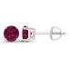 Solid 14K White Gold 5mm Round Created Ruby July Birthstone Screwback Stud