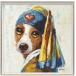 【送料無料】オイルペイントアート 「青いターバンの犬」(Mサイズ)　御祝　結婚祝い　記念品　贈答品　開店祝い　新築祝い　贈り物　インテリア