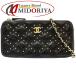 CHANEL Chanel цепочка для бумажника цепь бумажник заклепки matelasse здесь Mark овчина черный /180734[ б/у ]