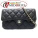 [ б/у ] Chanel цепочка для бумажника AP2096 Classic заслонка phone кейс matelasse черная икра s gold черный женский /182312