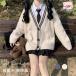  кардиган school кардиган вязаный кардиган V шея tops длинный рукав всесезонный матроска вязаный свитер .. способ 
