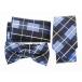  мужская мода бизнес casual галстук × бабочка галстук × pocket square комплект # синий в клетку 