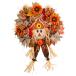 30in. Scarecrow Fall Artificial Autumn Wreath with Sunflower, Pumpkin and D