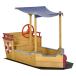 Outsunny Pirate Ship Sandbox with Cover and Rudder Wooden Sandbox with Storage Bench and Seat наружный Sunny Pirates sip Sand box комплект 