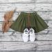  flair юбка юбка в складку Kids baby ребенок одежда девочка украшение кнопка талия резина низ A линия лето 80-120cm одноцветный зеленый симпатичный 
