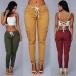  long pants cargo pants skinny pants long trousers lady's bottoms slim tight casual stylish simple plain single color solid color 