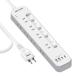 Mscien�G���T�C�� �d���^�b�v usb�t�� �����R�[�h3m �R���Z���g�^�b�v 8��AC�� USB-A/Type-C �e2�� �ʃX�C�b�`�t�� �e�[�u���^�b�v ���������R��